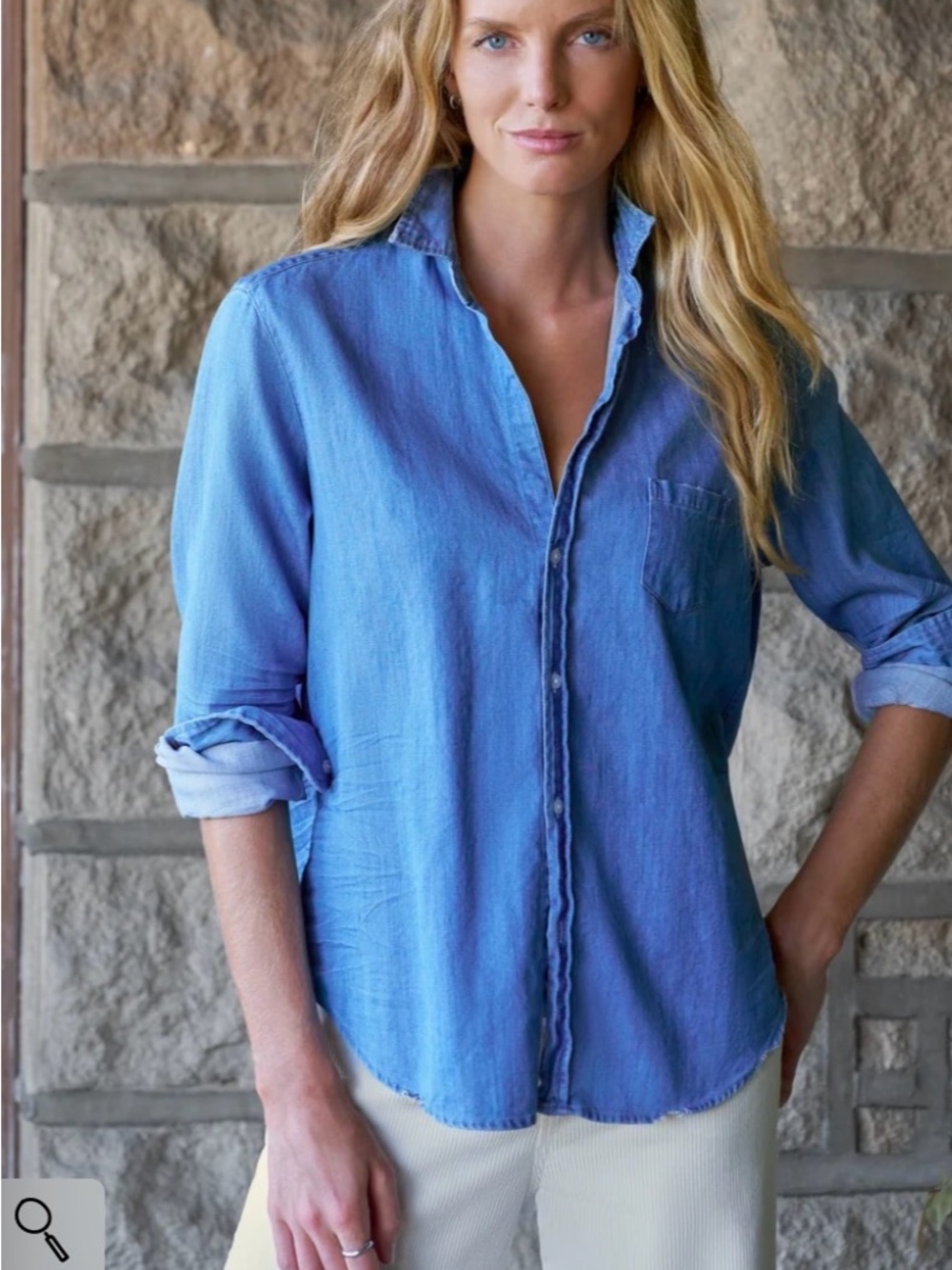 Frank and Eileen Washed Denim Eileen Relaxed Button Down Shirt Size XS